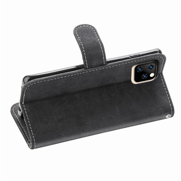 Matte Leather Wallet Stand Rotary Card Holder Cell Phone Cover for iPhone 11 Pro 5.8 inch - Black-8