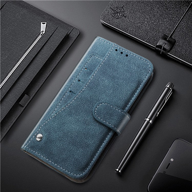 Matte Leather Wallet Stand Rotary Card Holder Cell Phone Cover for iPhone 11 Pro 5.8 inch - Blue-11