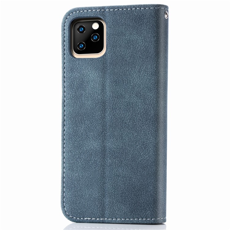Matte Leather Wallet Stand Rotary Card Holder Cell Phone Cover for iPhone 11 Pro 5.8 inch - Blue-3