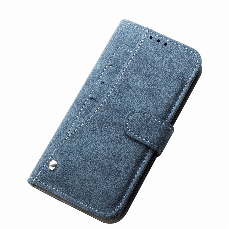 Matte Leather Wallet Stand Rotary Card Holder Cell Phone Cover for iPhone 11 Pro 5.8 inch - Blue-7