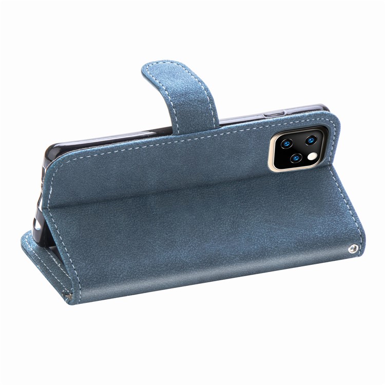 Matte Leather Wallet Stand Rotary Card Holder Cell Phone Cover for iPhone 11 Pro 5.8 inch - Blue-8