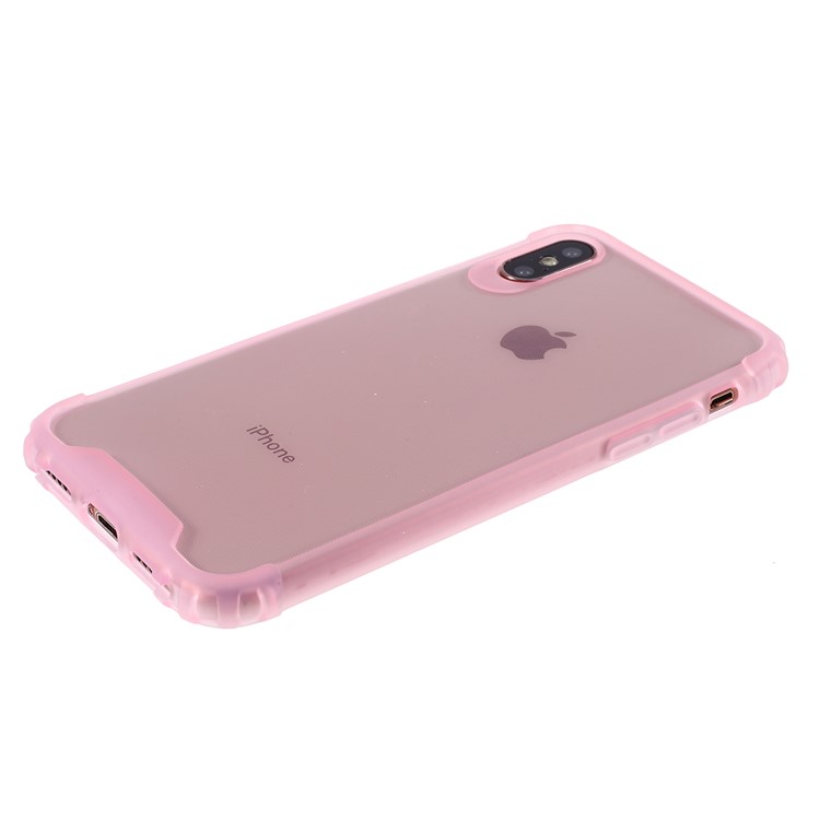 Drop-resistant Clear Protective TPU Mobile Phone Case for iPhone X/XS 5.8 inch - Pink-4