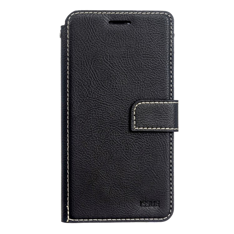 MOLAN CANO Stitches Decor Leather Cover Wallet Stand Case for iPhone X/XS 5.8 inch - Black-2