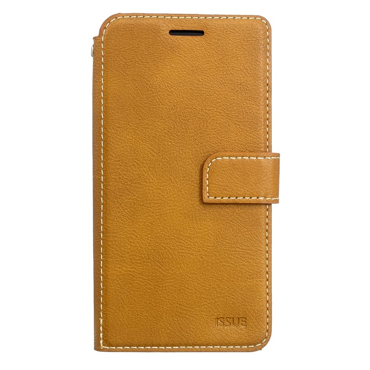 MOLAN CANO Stitches Decor Leather Cover Wallet Stand Case for iPhone X/XS 5.8 inch - Brown-1