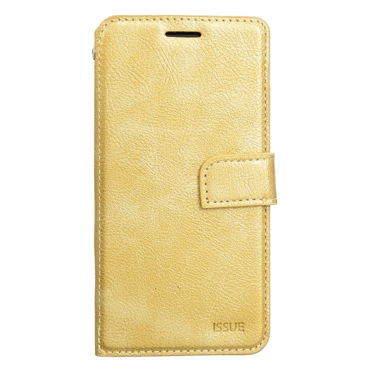 MOLAN CANO Stitches Decor Leather Cover Wallet Stand Case for iPhone X/XS 5.8 inch - Gold-1