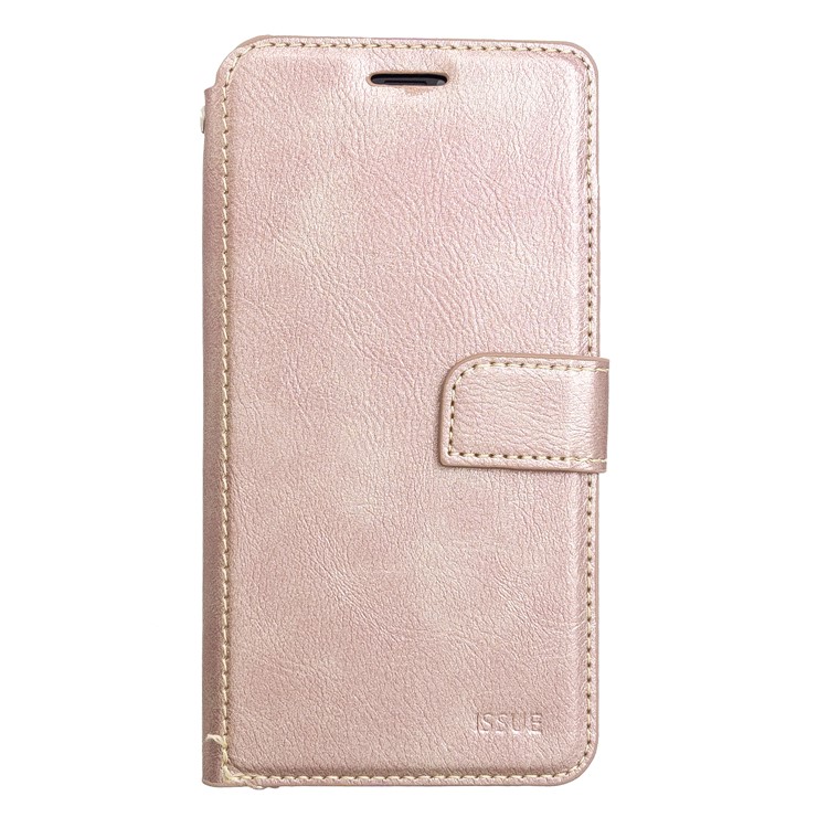 MOLAN CANO Stitches Decor Leather Cover Wallet Stand Case for iPhone X/XS 5.8 inch - Rose Gold-1