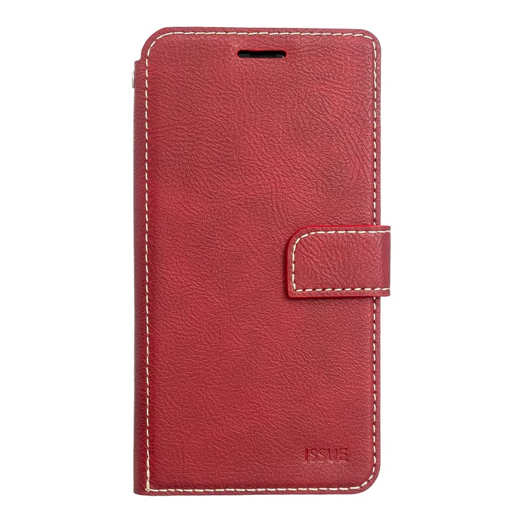 MOLAN CANO Stitches Decor Leather Cover Wallet Stand Case for iPhone X/XS 5.8 inch - Red-1