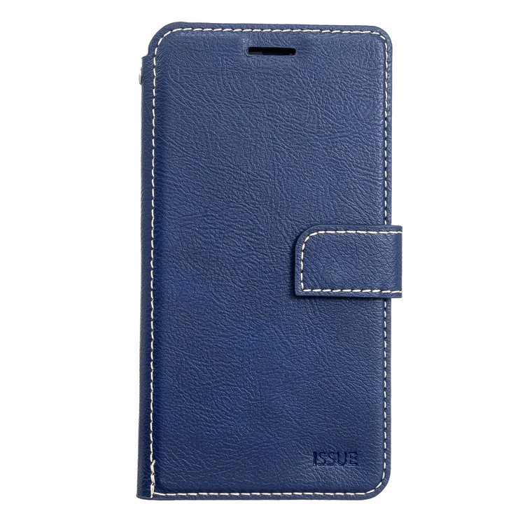 MOLAN CANO Stitches Decor Leather Cover Wallet Stand Case for iPhone X/XS 5.8 inch - Blue-1