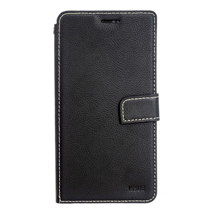 MOLAN CANO Stitches Decor Wallet Stand Shell Leather Case for iPhone XS Max 6.5 inch - Black-2