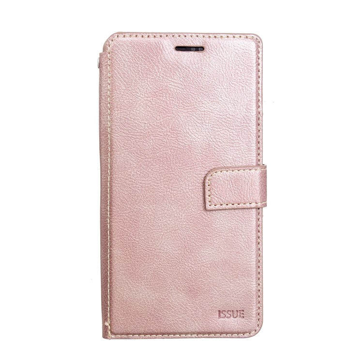 MOLAN CANO Stitches Decor Wallet Stand Shell Leather Case for iPhone XS Max 6.5 inch - Rose Gold-1