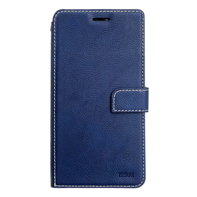 MOLAN CANO Stitches Decor Wallet Stand Shell Leather Case for iPhone XS Max 6.5 inch - Blue-1