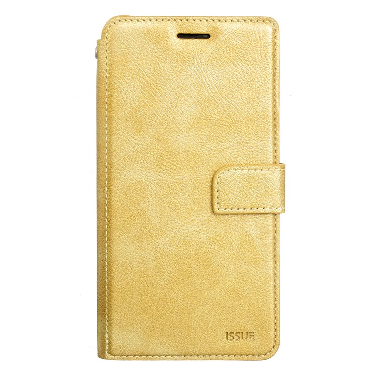 MOLAN CANO Stitches Decor Wallet Stand Shell Leather Case for iPhone XS Max 6.5 inch - Gold-1