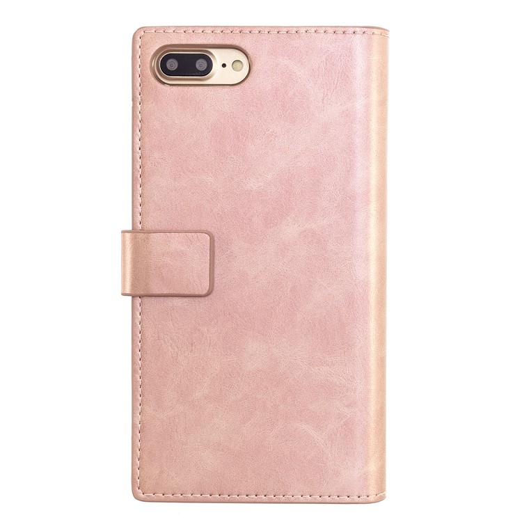 MOLAN CANO Multifunctional Wallet Phone Protective Cover Case with Zipper Pocket for iPhone 7 Plus / 8 Plus - Rose Gold-2