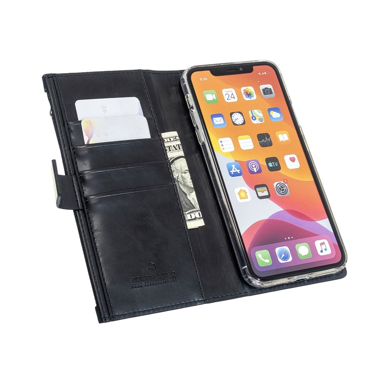 MOLAN CANO Multifunctional Wallet Phone Protective Cover Case with Zipper Pocket for iPhone 11 Pro Max 6.5-inch - Black-7