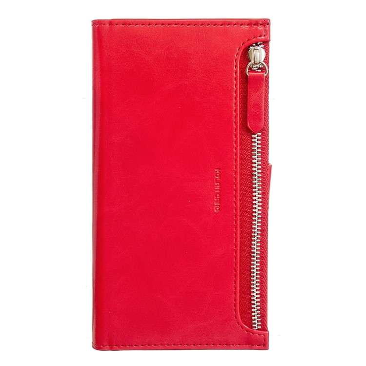 MOLAN CANO Multifunctional Wallet Phone Protective Cover Case with Zipper Pocket for iPhone 11 Pro Max 6.5-inch - Red-1