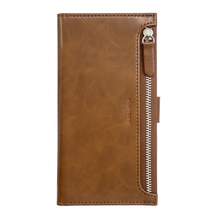 MOLAN CANO Multifunctional Wallet Phone Protective Cover Case with Zipper Pocket for iPhone 11 Pro Max 6.5-inch - Brown-1