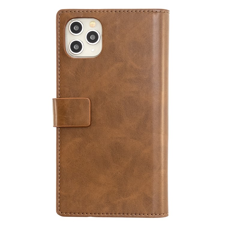 MOLAN CANO Multifunctional Wallet Phone Protective Cover Case with Zipper Pocket for iPhone 11 Pro Max 6.5-inch - Brown-2