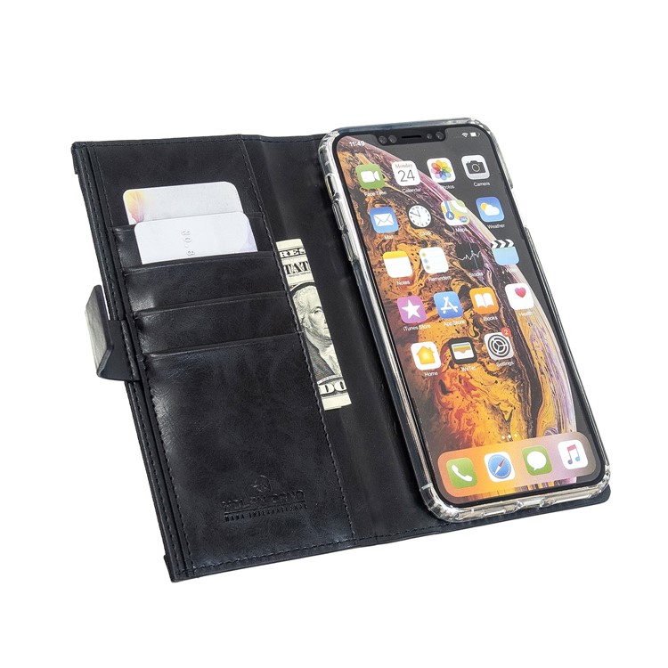 MOLAN CANO Multifunctional Wallet Phone Protective Cover Case with Zipper Pocket for iPhone XS Max 6.5-inch - Black-7