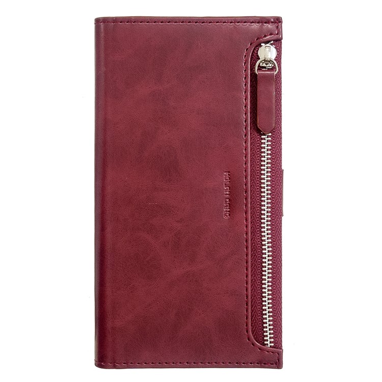 MOLAN CANO Multifunctional Wallet Phone Protective Cover Case with Zipper Pocket for iPhone XS Max 6.5-inch - Wine Red-1