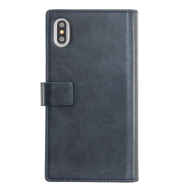 MOLAN CANO Multifunctional Wallet Phone Protective Cover Case with Zipper Pocket for iPhone XS Max 6.5-inch - Blue-2