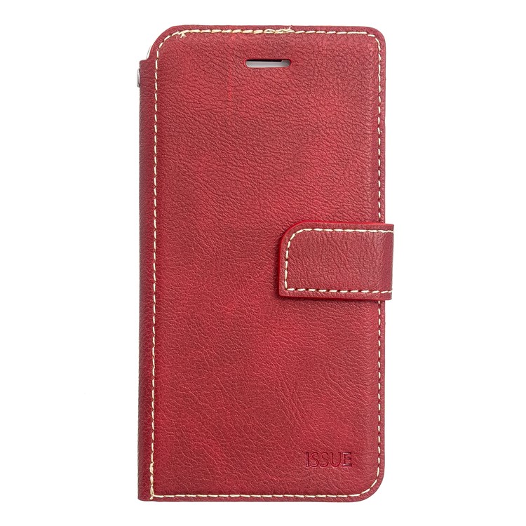 MOLAN CANO Stitches Decor Leather Wallet Stand Case for iPhone 8/7 4.7 inch - Red-1