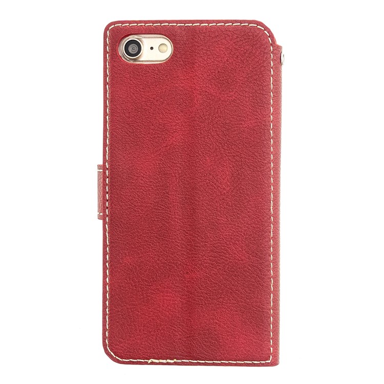 MOLAN CANO Stitches Decor Leather Wallet Stand Case for iPhone 8/7 4.7 inch - Red-2