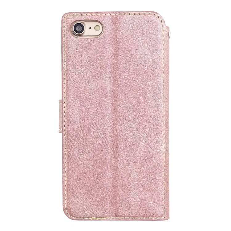 MOLAN CANO Stitches Decor Leather Wallet Stand Case for iPhone 8/7 4.7 inch - Rose Gold-2