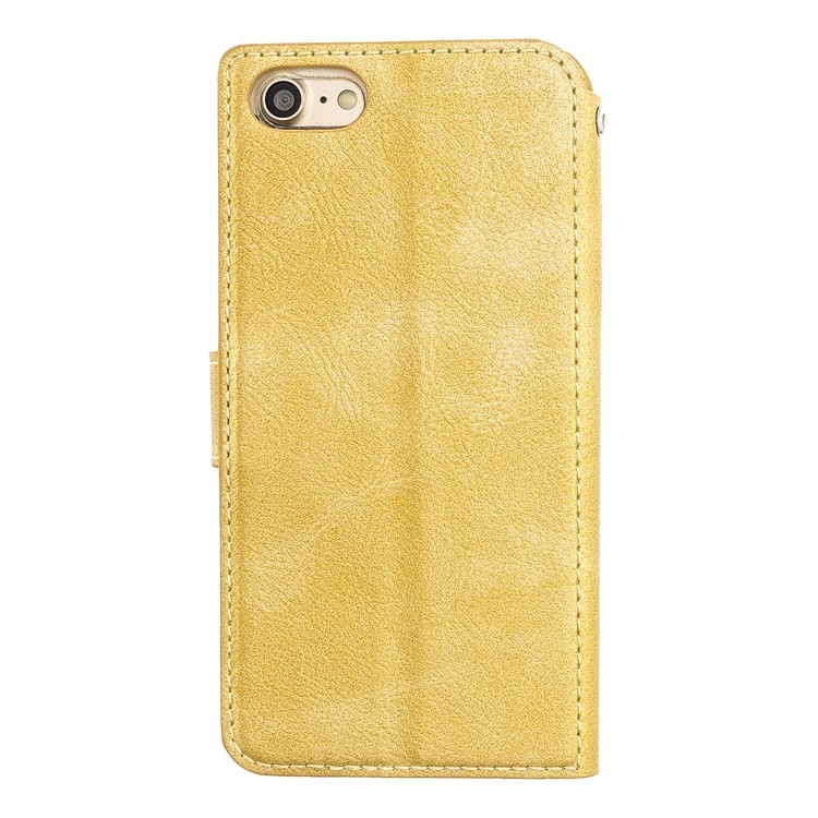 MOLAN CANO Stitches Decor Leather Wallet Stand Case for iPhone 8/7 4.7 inch - Gold-2