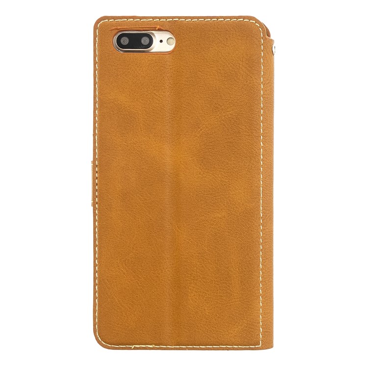 MOLAN CANO Stitching Wallet Phone Stand Protective Cover Case for iPhone 7 Plus / 8 Plus - Brown-2