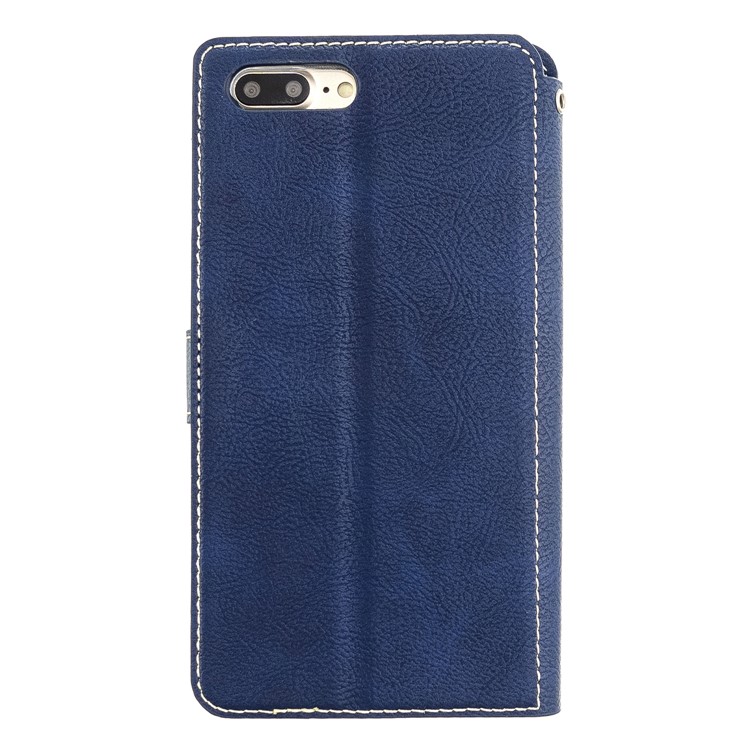 MOLAN CANO Stitching Wallet Phone Stand Protective Cover Case for iPhone 7 Plus / 8 Plus - Blue-2