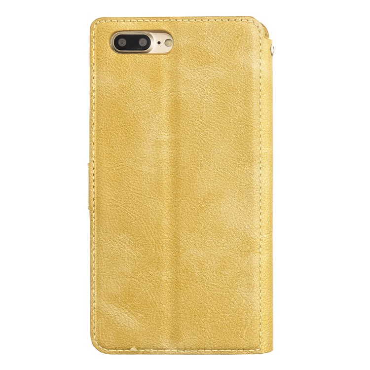 MOLAN CANO Stitching Wallet Phone Stand Protective Cover Case for iPhone 7 Plus / 8 Plus - Gold-2