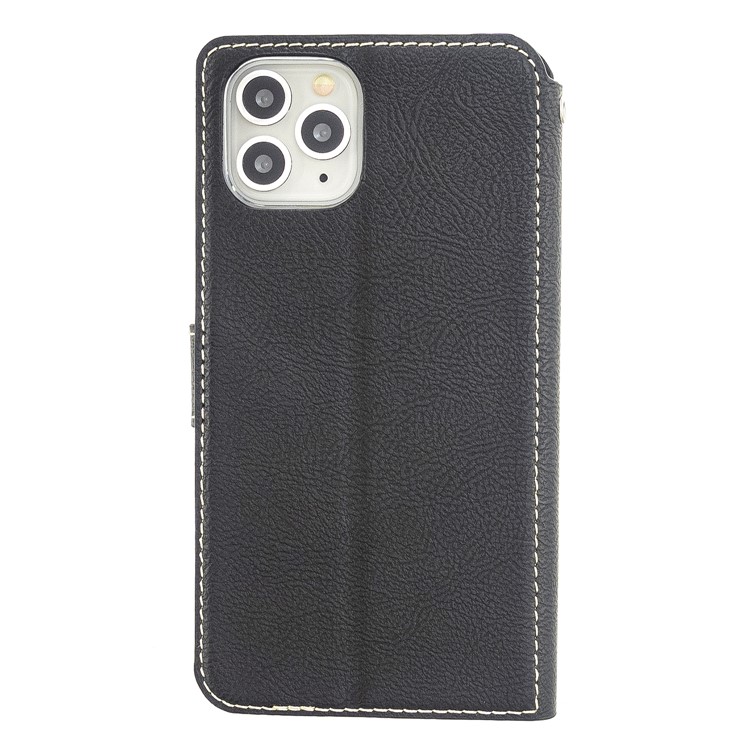 MOLAN CANO Stitches Decor Wallet Stand Leather Case for iPhone 11 Pro 5.8 inch - Black-3