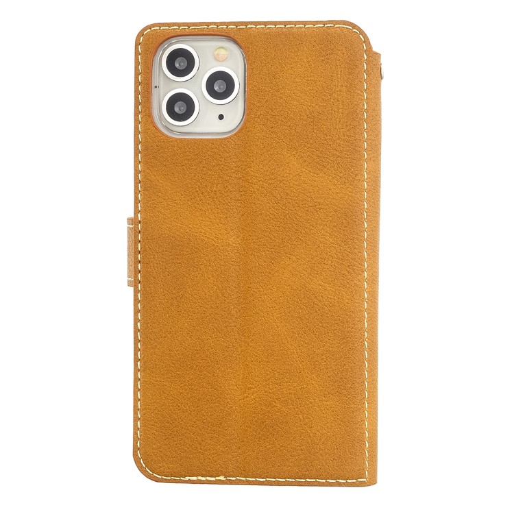 MOLAN CANO Stitches Decor Wallet Stand Leather Case for iPhone 11 Pro 5.8 inch - Brown-2