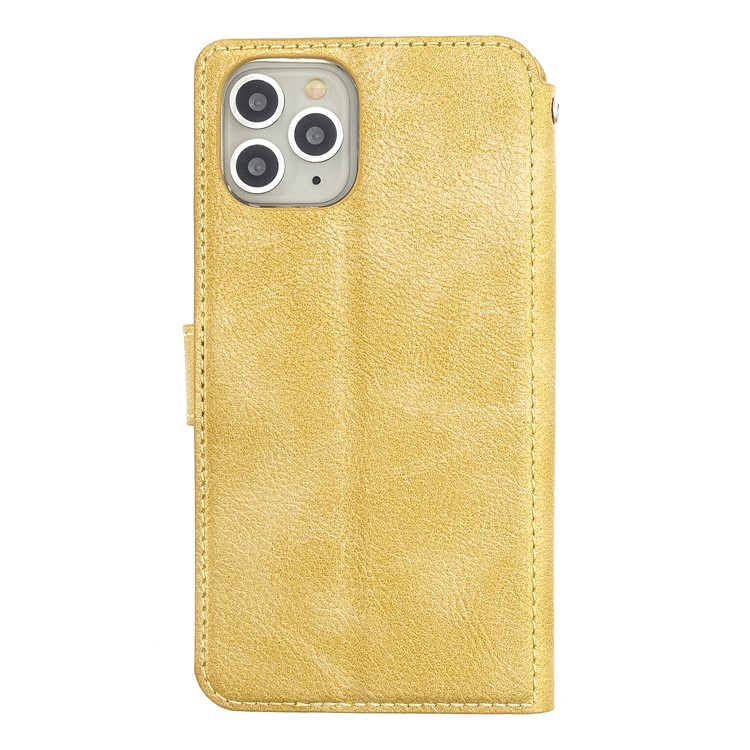 MOLAN CANO Stitches Decor Wallet Stand Leather Case for iPhone 11 Pro 5.8 inch - Gold-2