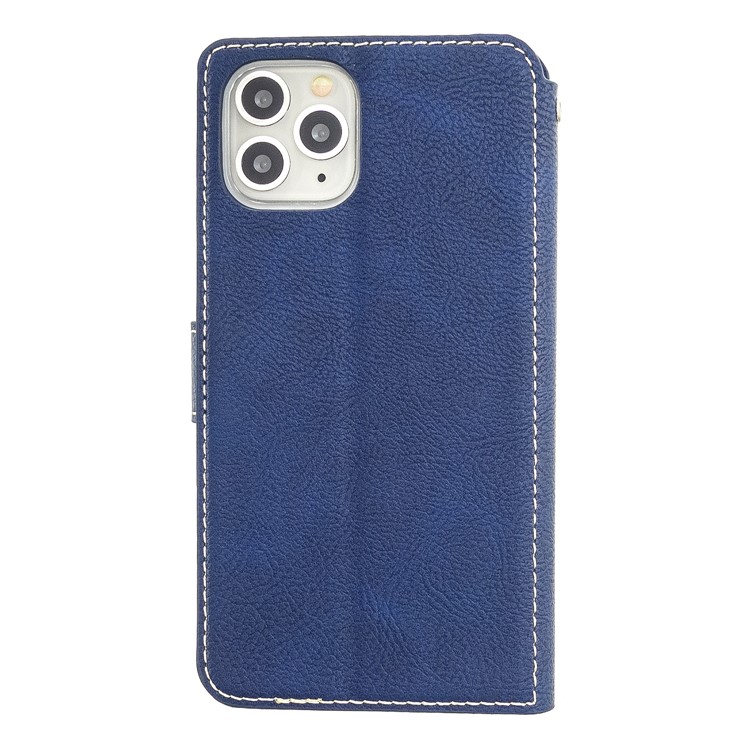 MOLAN CANO Stitches Decor Wallet Stand Leather Case for iPhone 11 Pro 5.8 inch - Blue-2