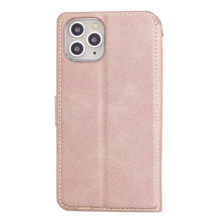MOLAN CANO Stitches Decor Wallet Stand Leather Case for iPhone 11 Pro 5.8 inch - Rose Gold-2