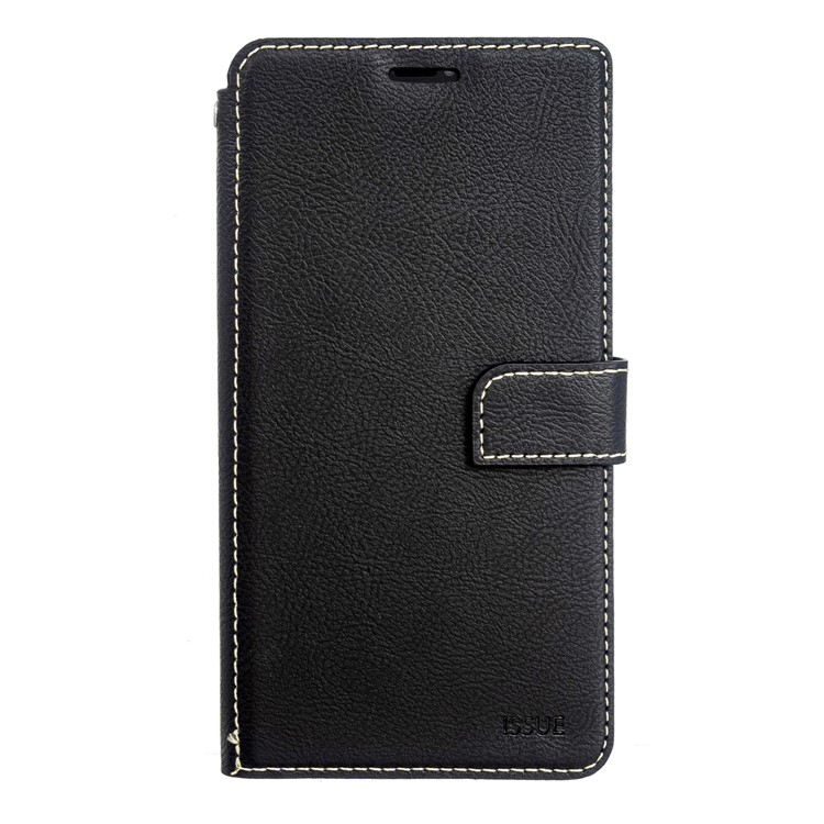 MOLAN CANO Stitches Decor Leather Wallet Stand Phone Casing for iPhone 11 Pro Max 6.5 inch - Black-2