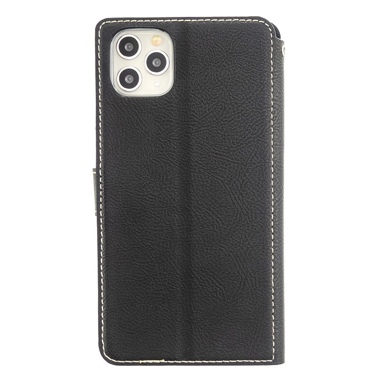 MOLAN CANO Stitches Decor Leather Wallet Stand Phone Casing for iPhone 11 Pro Max 6.5 inch - Black-3