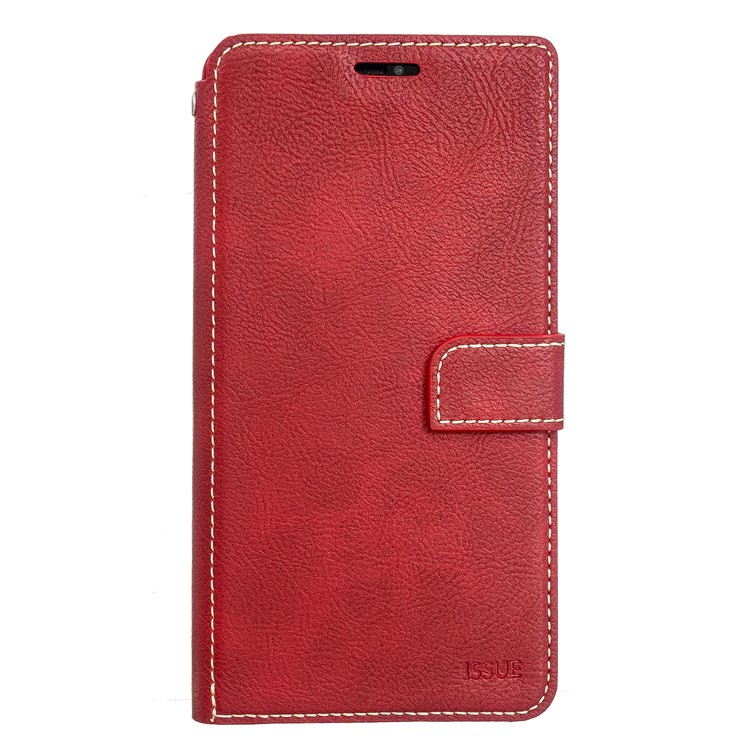 MOLAN CANO Stitches Decor Leather Wallet Stand Phone Casing for iPhone 11 Pro Max 6.5 inch - Red-1