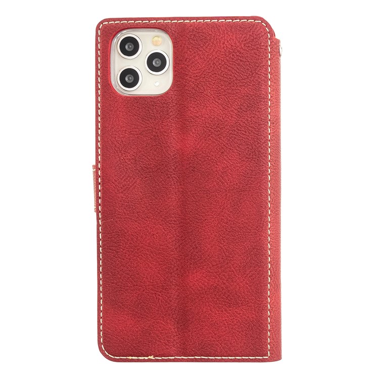 MOLAN CANO Stitches Decor Leather Wallet Stand Phone Casing for iPhone 11 Pro Max 6.5 inch - Red-2