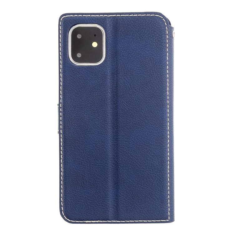 MOLAN CANO Stitches Decor Leather Wallet Stand Phone Casing for iPhone 11 Pro Max 6.5 inch - Blue-1