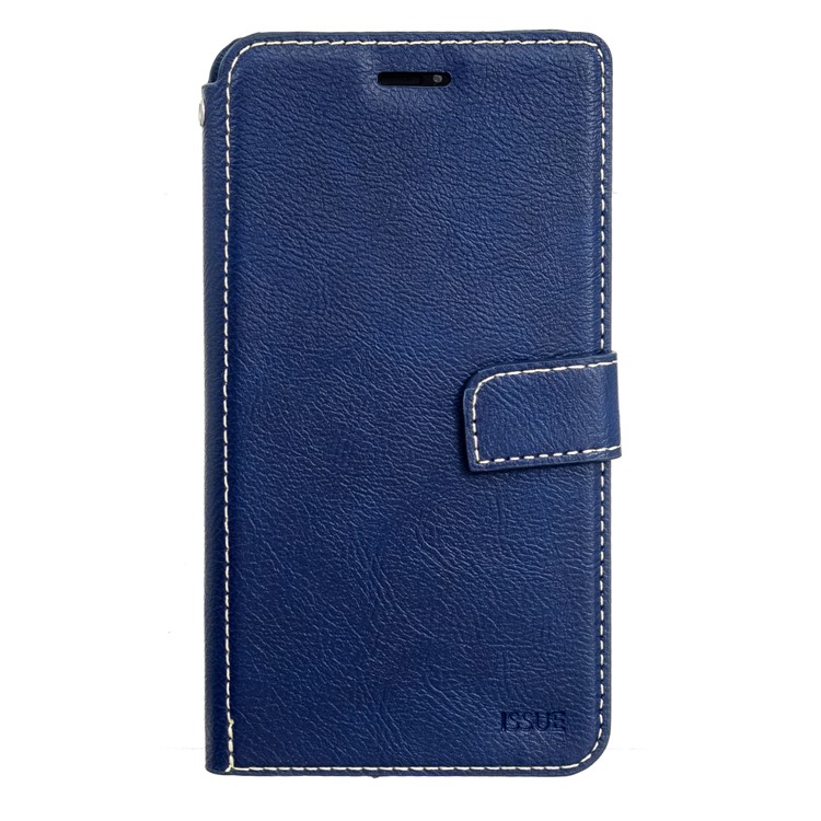 MOLAN CANO Stitches Decor Leather Wallet Stand Phone Casing for iPhone 11 Pro Max 6.5 inch - Blue-2