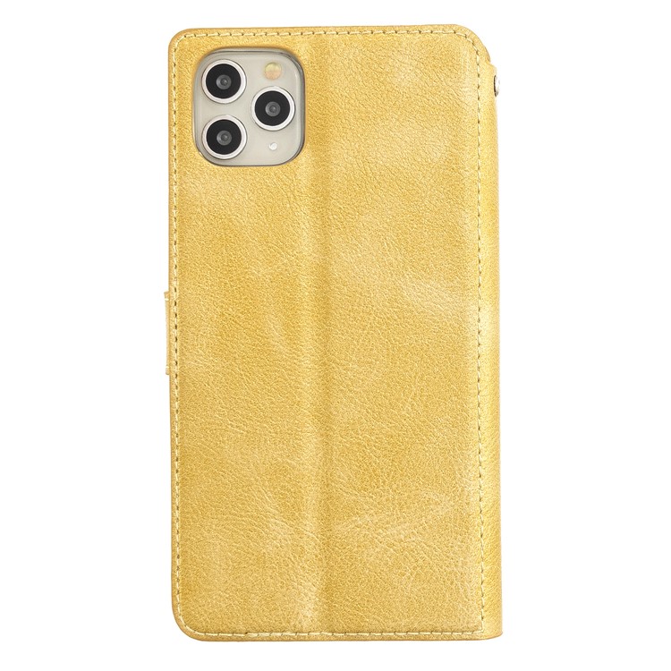 MOLAN CANO Stitches Decor Leather Wallet Stand Phone Casing for iPhone 11 Pro Max 6.5 inch - Gold-2