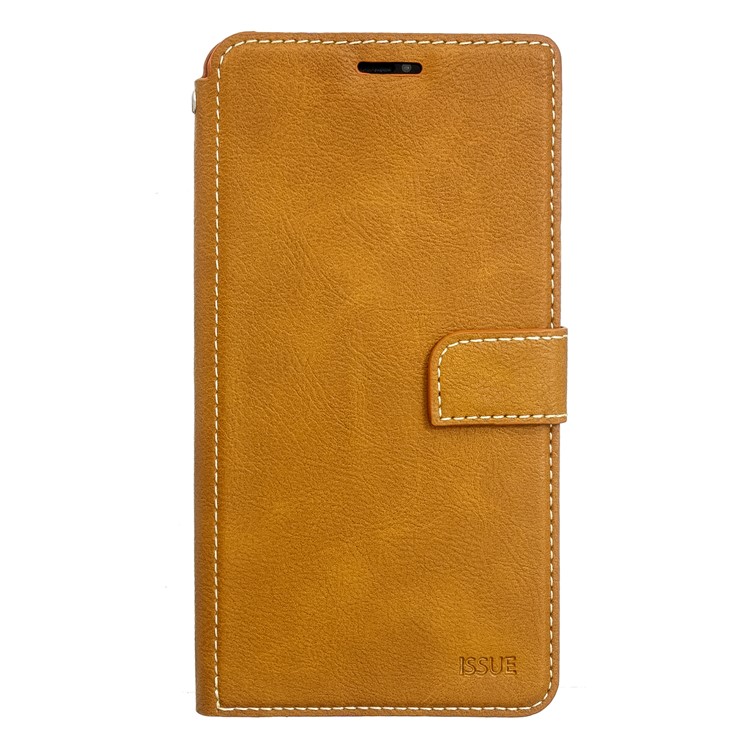 MOLAN CANO Stitches Decor Leather Wallet Stand Phone Casing for iPhone 11 Pro Max 6.5 inch - Brown-1