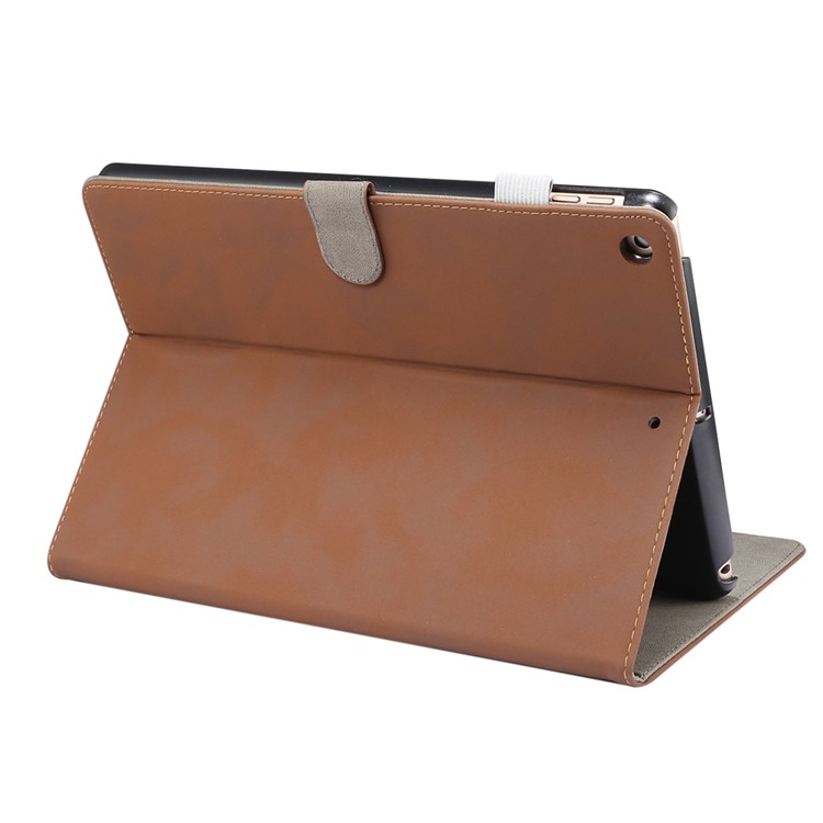 ENKAY for iPad 10.2 (2019) Matte PU Leather Stand Smart Tablet Casing Shell - Dark Brown-3