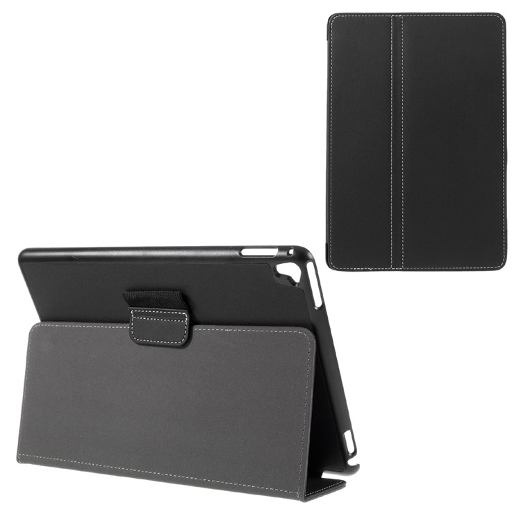 Cloth Skin Folio Stand Leather Case for iPad Pro 9.7 inch - Black-1