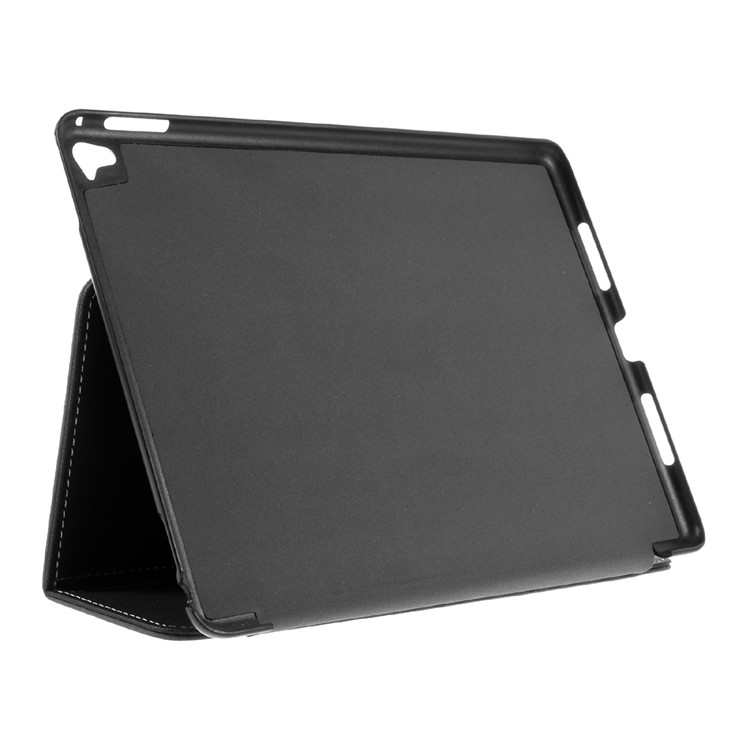 Cloth Skin Folio Stand Leather Case for iPad Pro 9.7 inch - Black-4
