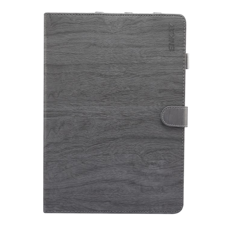 ENKAY for iPad 10.2 (2019) Wood Texture PU Leather Stand Smart Casing Shell - Grey-1