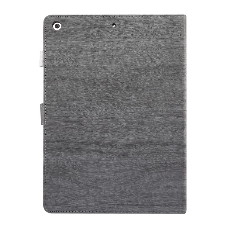 ENKAY for iPad 10.2 (2019) Wood Texture PU Leather Stand Smart Casing Shell - Grey-2
