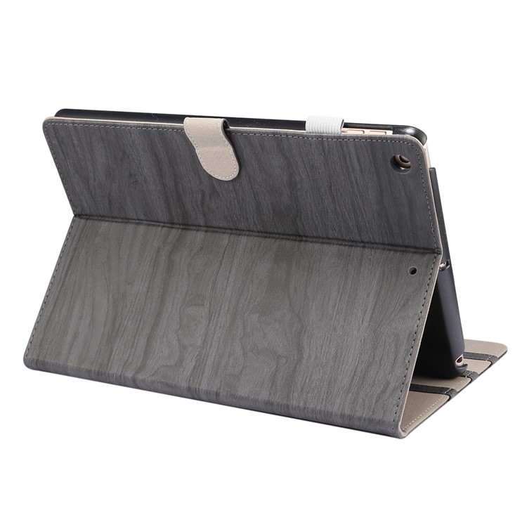 ENKAY for iPad 10.2 (2019) Wood Texture PU Leather Stand Smart Casing Shell - Grey-3